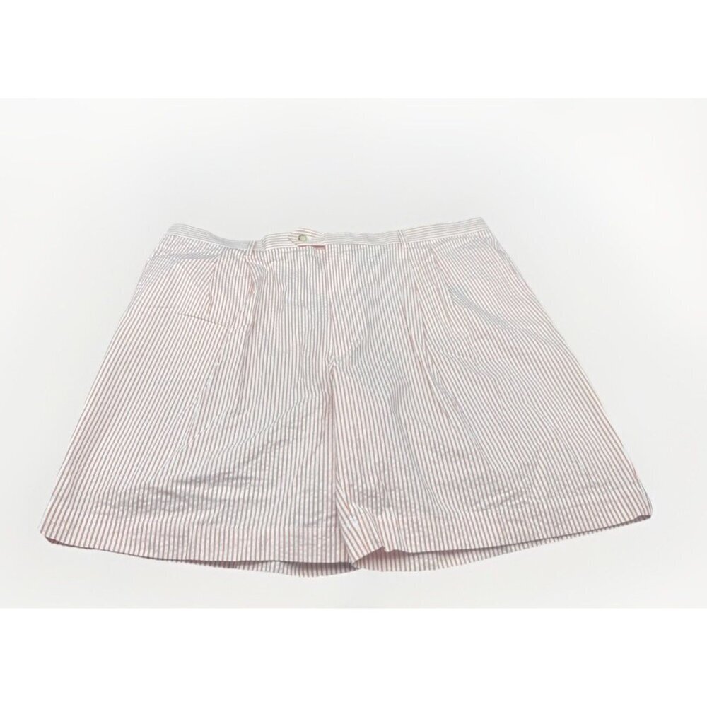 Berle Men’s‎ Orange White Striped Seersucker Pleated Cotton Shorts Sz 46 NEW